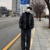 Мужская американская уличная худи из ПУ-кожи в стиле рэпера - Повседневная, свободного кроя, с хлопковым утеплителем, мотоциклетная верхняя одежда