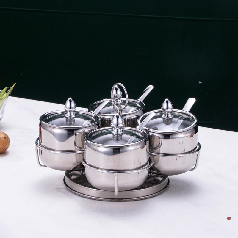 Household 304 Stainless Steel Seasoning Tank Buffet Restaurant Hotel Korean Gold Seasoning Salt Tank Seasoning Storage Tank