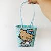Summer Sea Salt Blue Hand Basket Plastic Woven Bag Hello Kitty Vertical Vegetable Basket Girl Handbag Handwoven