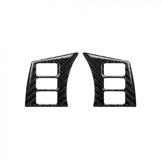 4Pcs For 2006-2009 Nissan 350Z Carbon Fiber Steering Wheel Button Cover Trim