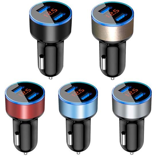 Car Charger Dual Usb 3.1A Adapter Led Voltmeter Display For Iphone Samsung