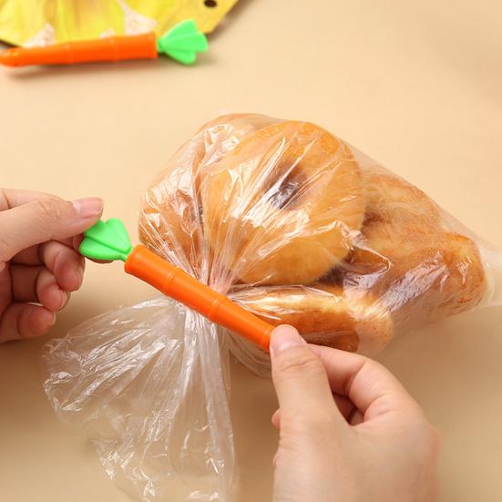 5 шт. Милые зажимы для запайки продуктов с дизайном морковки, зажимы для пакетов с крупами, овощами, кофе, противоскользящие зажимы-герметики с зубчиками для кухни и дома