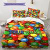 M&M's Custom Name Pattern Bedding,Quilt Set Quilt Cover Pillowcase Home Birthday Gift(1 * duvet cover + 2 * pillowcase, without core)