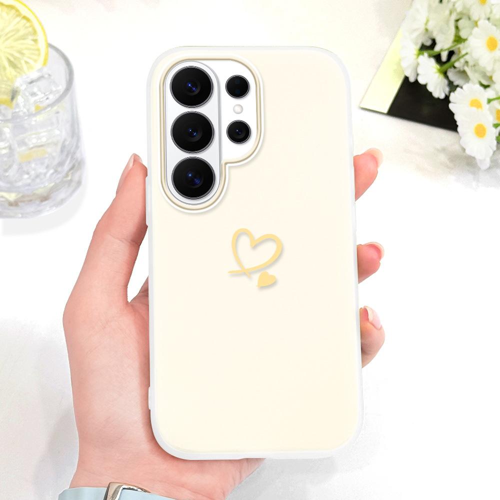 Простой Чехол-Сердечко для Телефона Samsung Galaxy S26 S25 S24 S23 Plus Ultra 5G Конфетного Цвета