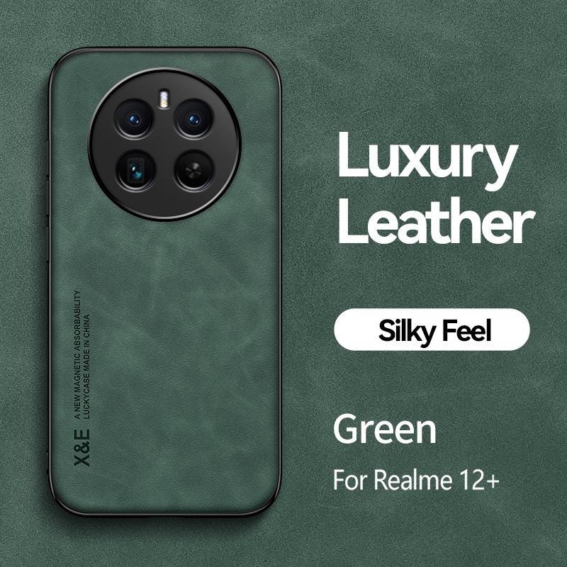 Для Realme 12 Pro Plus чехол автомобильный магнитный держатель кожаный чехол для Realme 12 Pro+ Realmi 12+ Realme12 Plus силиконовый защитный чехол