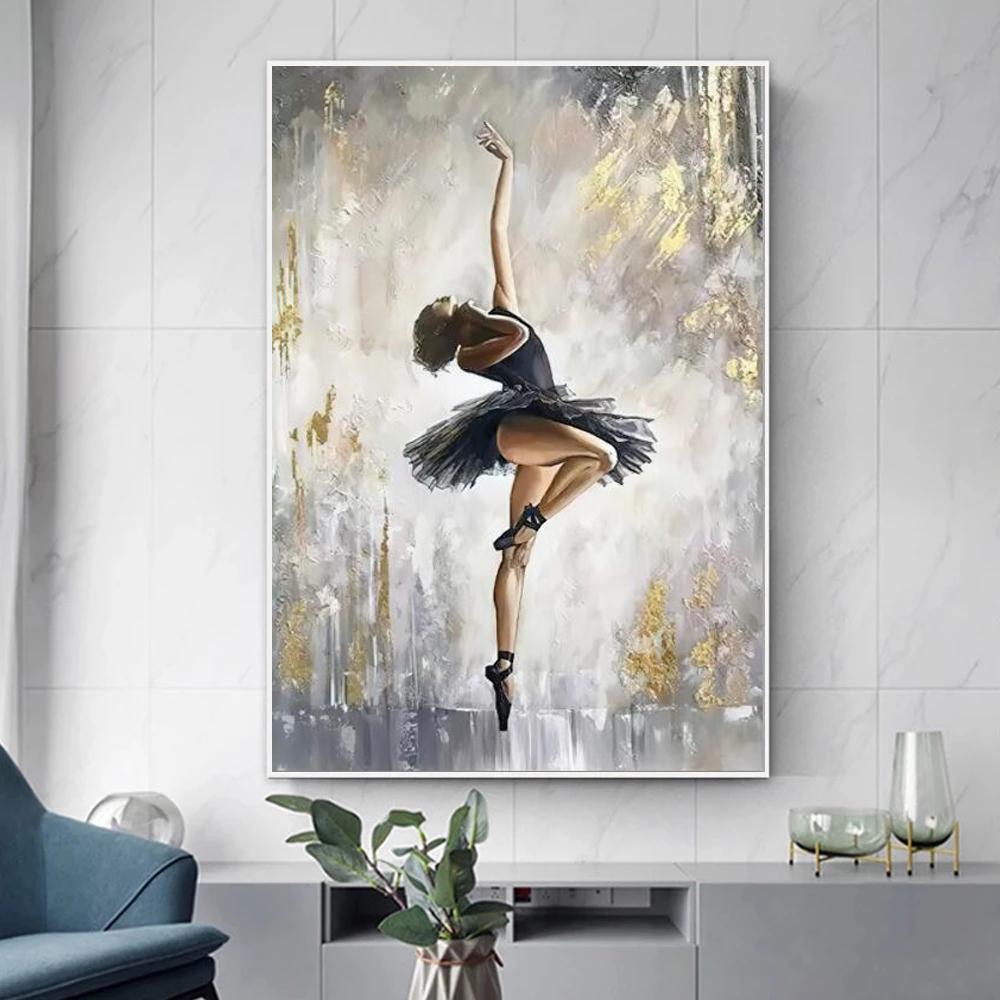 Элегантная фигура балерины, художественная картина на холсте, современные настенные художественные постеры, принты, настенные панно для гостиной, домашний декор Cuadros