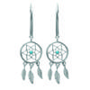[P1978] - Silver 'Navajos' Turquoise Silver Dreamcatcher Earrings (rhodium Plated) - 20x10 Mm