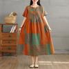 2025 Женское платье больших размеров Весна-лето Повседневное платье с цветочным принтом Базовое винтажное свободное длинное платье макси 9303