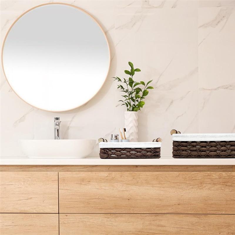 M-Современный-Для организации корзин для хранения Набор из 2 плетеных корзин для столешницы Для бачка унитаза Корзина для хранения сверху