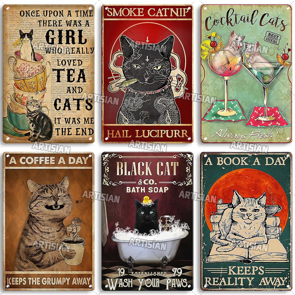 Артизан Кот Ретро Металлический Знак Забавный Питомец Винтажный Знак Декоративная Жестяная Табличка Гараж Бар Паб Клуб Кухня Дом Человек Пещера Настенный Декор