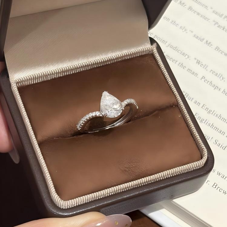 Pear Cut  Moissanite Ring S925 Silver Bridal Promise Ring for Women Valentine Wedding Anniversary Gift