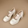 Модная обувь Мэри Джейн Женская весна и осень 2024 Новая модная универсальная в западном стиле на высоком каблуке с круглым носком Ретро одинарная обувь