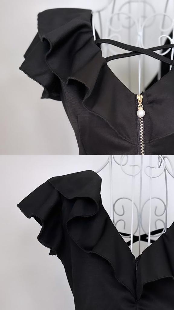 Коко Юка Облегающее мини-платье с оборками, сексуальное, клеш, для ведущей, короткое, облегающее, с перекрестом на груди и молнией, размер и платье с полумолнией, платье, с открытыми плечами, рукава,