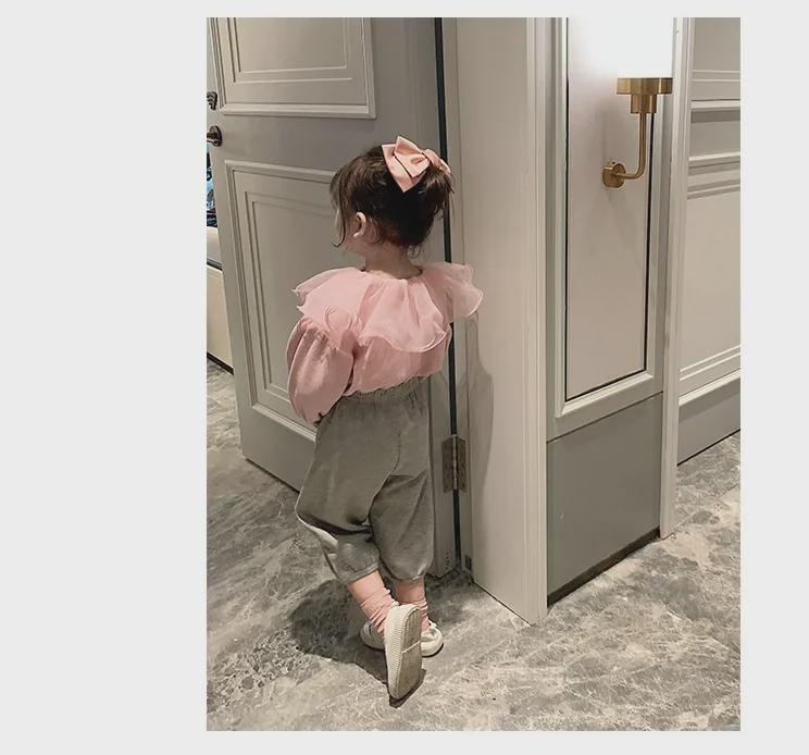 Girls' Mesh Lotus Leaf Collar Cardigan - Autumn Top for Ages 3-8