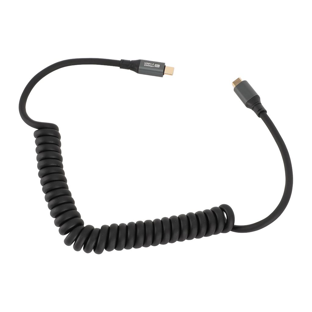 USB C to USB C Cable PD100W Fast Charging USB3.2 20Gbps 20V5A 8K 60hz Sound Video Stretchable Spring Spiral Cable
