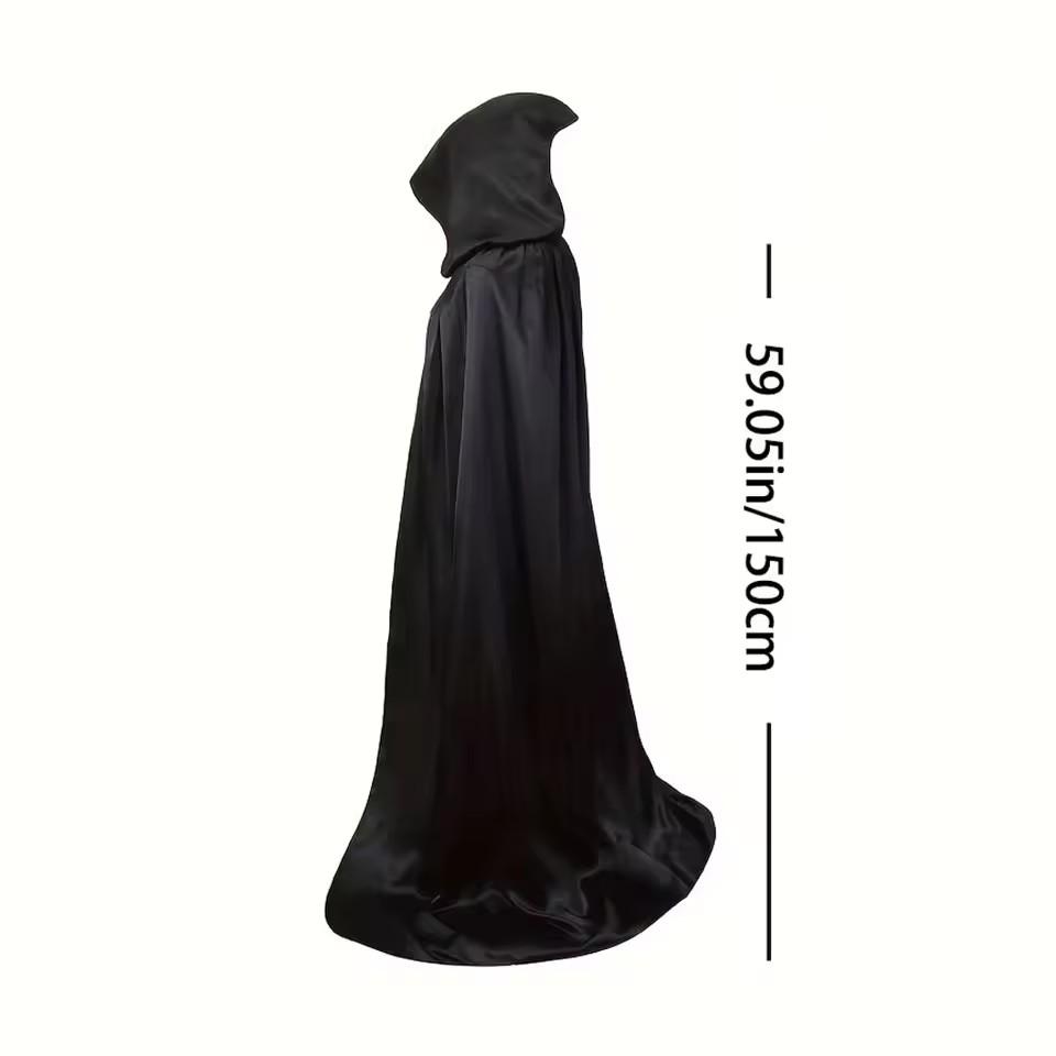 Elegant Hooded Cloak for Halloween & Christmas Devil Witch Grim Reaper Costume Cape Unisex Adult & Kids Party Cosplay