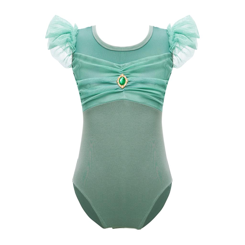 Балетный купальник для девочек с рукавами-крылышками и декоративной отделкой — мягкая эластичная ткань разных цветов