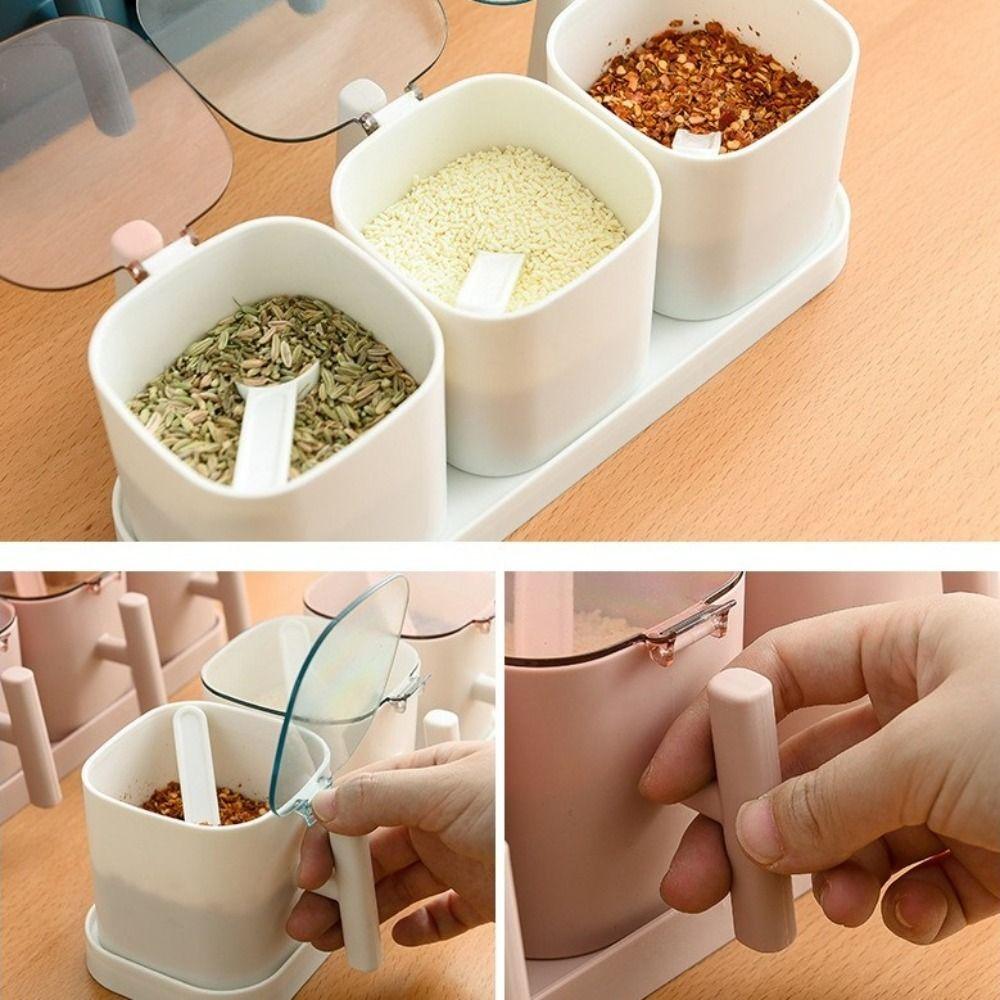 Airtight Spices Box Anti Slip Condiment Bottle Multi-functional Seasoning Organizer Kitchen