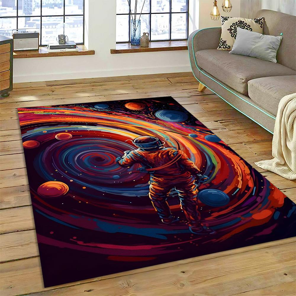 Outer Space Astronaut Universe Spaceman Cartoon Carpet Rug for Home Living Room Bedroom Sofa Doormat Decor,Kid Area Rug Non-slip