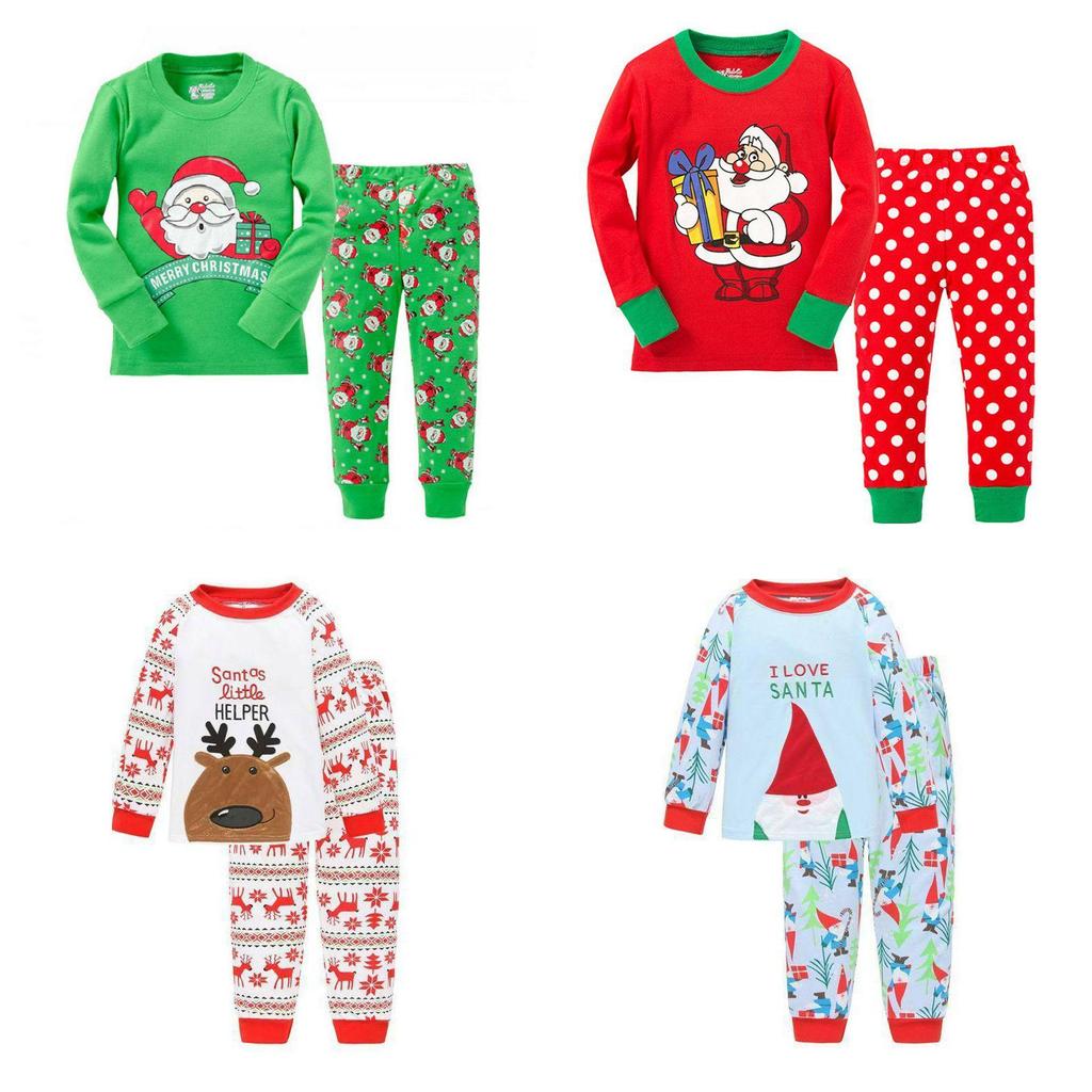 Очаровательный детский рождественский пижамный комплект из мягкой хлопковой смеси, идеально подходящий для всех сезонов