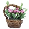 1:12 Scale Miniature Clay Flower Simulation Carnations Cane Basket Doll House Decoration