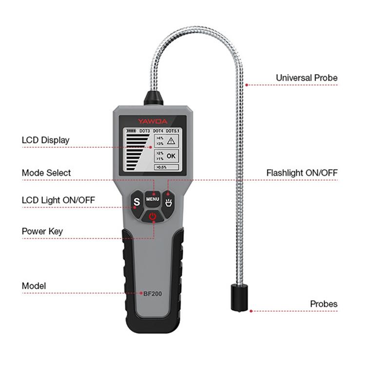 YAWOA BF200 LED Digital Indicator Brake Oil Tester DOT3 DOT4 DOT5.1 Car Brake Fluid Tool Car Brake Oil Test Display Check
