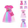 Kpop Demon Hunters Pattern Girl Dress With Cotton Fabric And Pleated Skirt For Kids Girls