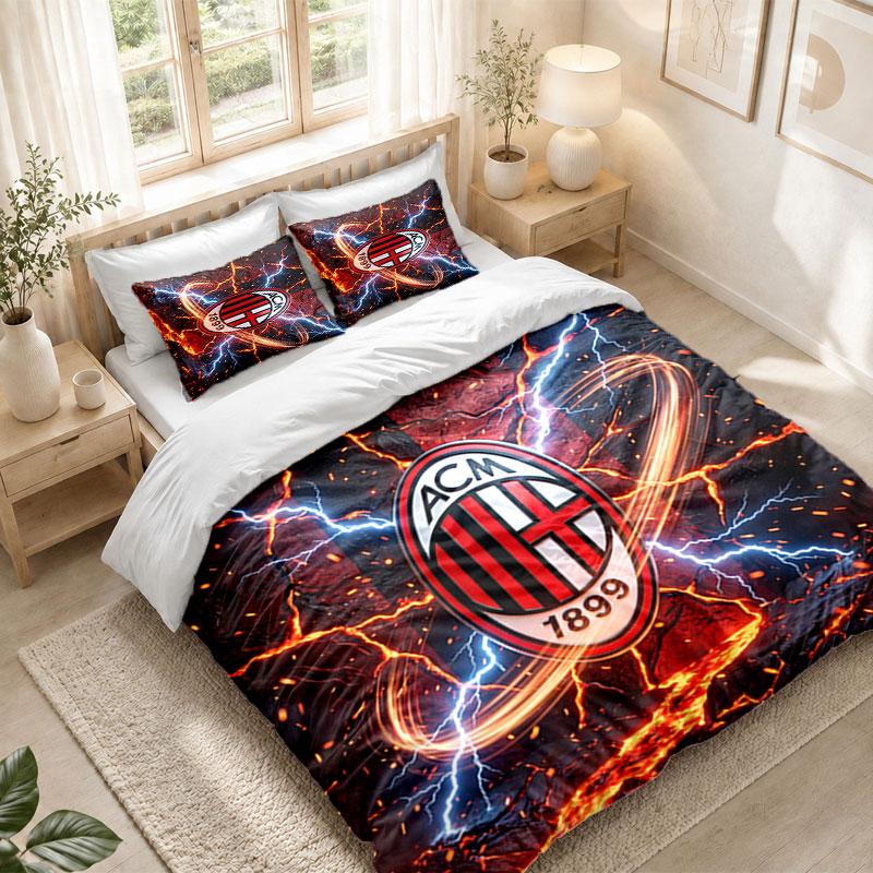 Комплект постельного белья 1 пододеяльник 2 наволочки Принт AC Milan Спальня Домашний декор