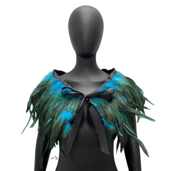 Женская шаль в готическом стиле с перьями, накидка, шарф, наплечный платок, карнавальный костюм ручной работы, винтаж
