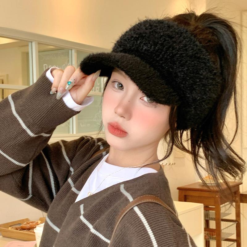 Korean Style Fashionable and Versatile Face-showing Plush Hat Autumn and Winter Windproof Warm Air Top Baseball Cap Outdoor Casual Ear Protection Hat