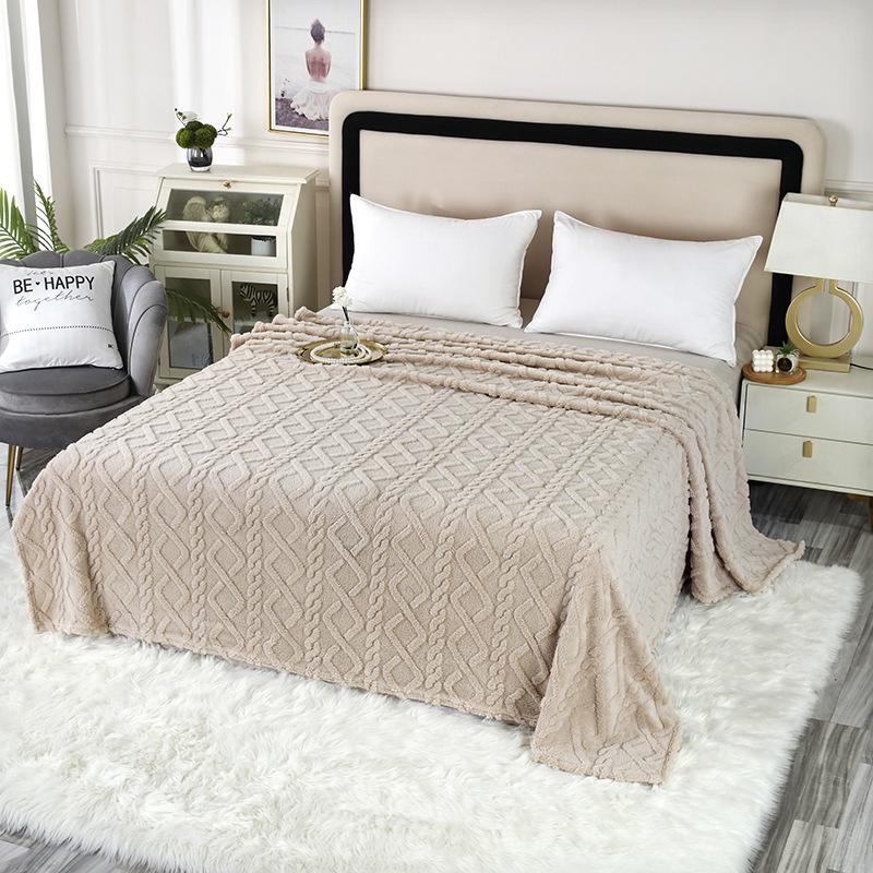 Двусторонний однотонный флисовый и тафтовый плед для дивана или сна