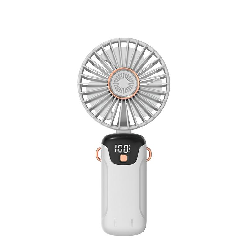 Portable Handheld Small Fan Multifunctional Folding Mini Cute Hanging Neck Small Fan Student Dormitory With Display Screen