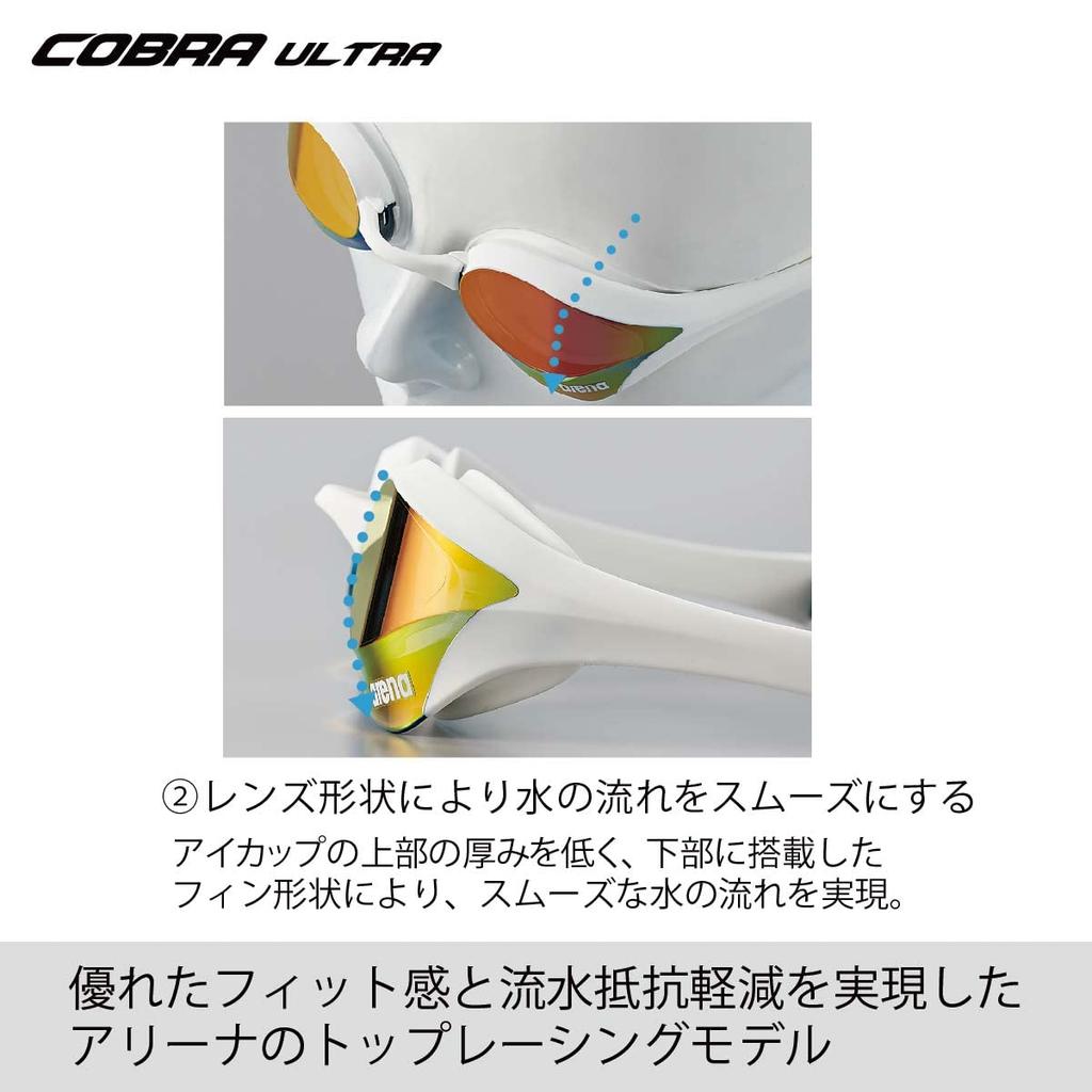 [Одобрено FINA] очки для плавания arena для гонок унисекс [Cobra Ultra] серебристый x дымчатый x черный x черный, зеркальные линзы свободного размера AGL-180M