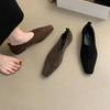 Design Shoes Suede Loafers Women Summer Walk Square Heels Shallow Slip On Shoes Round Toe Soft Ballet Slip On Casual Shoes