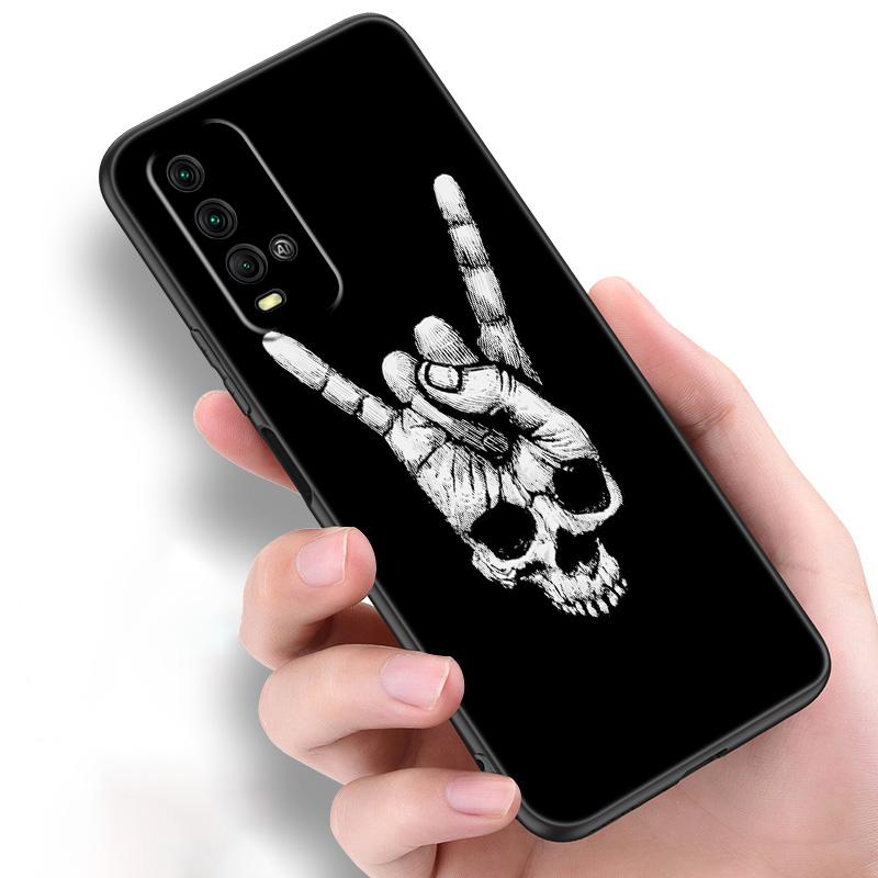 Rock And Roll Cool Skull Silicone Phone Case For Xiaomi Redmi Note 11 10 9 8 Pro 11T 10T 10S 9S 8T 9 9A 9C 9T Black Cover Coque