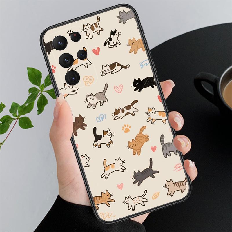 Чехол для телефона Samsung A55 A16 A56 A36 A35 A15 A53 A54 A33 A34 A25 A05S A52 A52S A14 A26 A71 Мультяшные Черные Коты