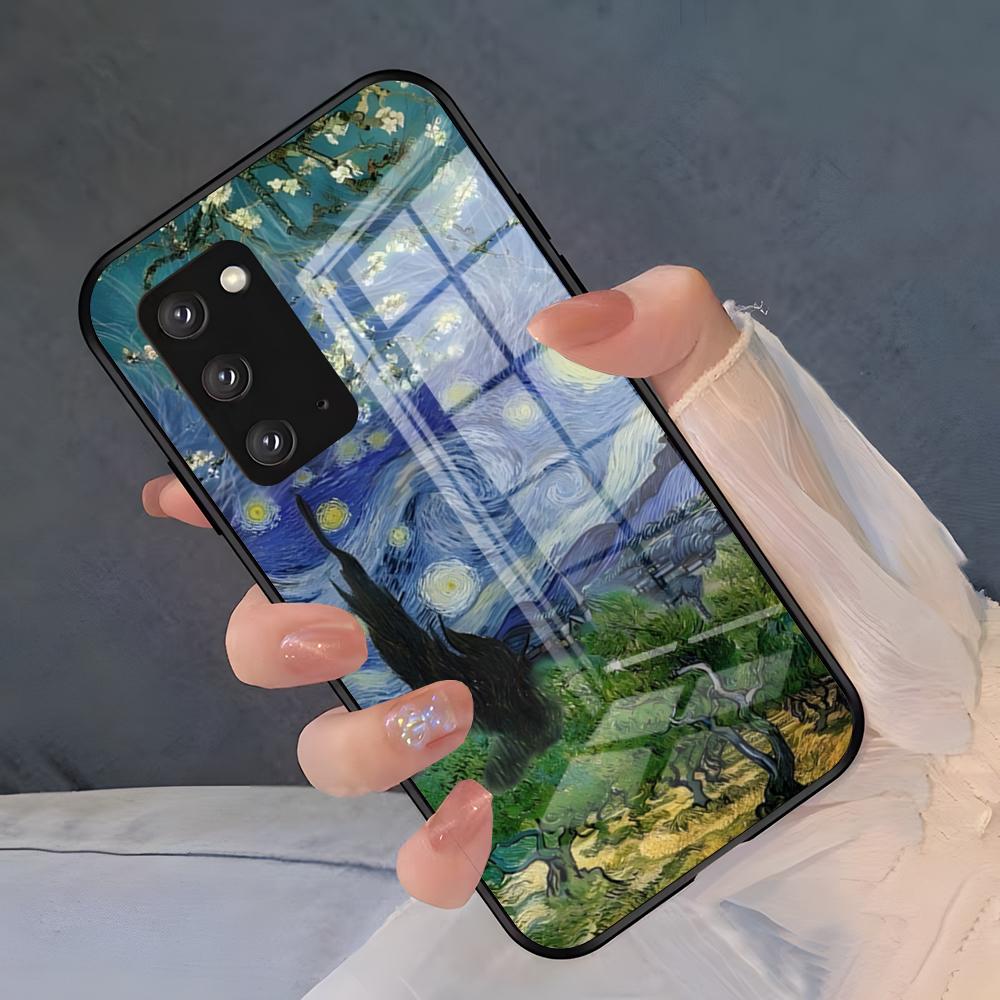 Чехол для телефона с картинами Ван Гога маслом для Samsung S26 S25 Plus S20 S20 Plus S22 Ultra S23 FE S21 Plus S21 Ultra Стеклянная крышка