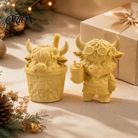 Молочный Чай Модель Коровы 2 шт. Милая Фигурка Горца, 3D Печатные Статуэтки Пузырьков, Фигурка Подарок для Коллекционеров Летний Стиль Фермерского Дома Настольные Украшения,