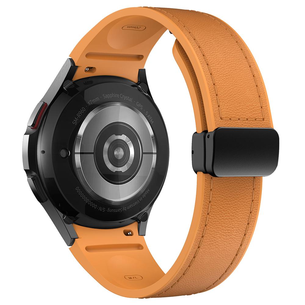 For Samsung Watch FE 40mm/Watch4 Classic Active/Watch 5/Watch6 Classic Silicone+Leather Band Smartwatch Strap