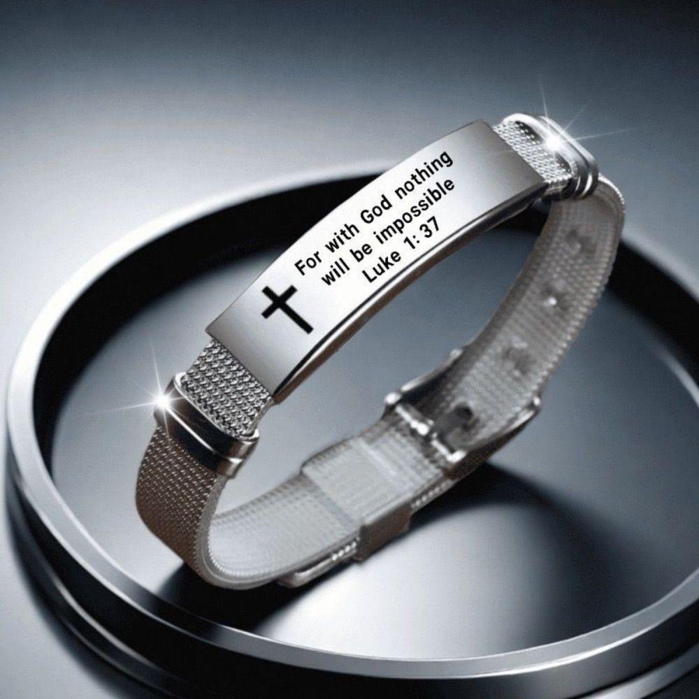 Stainless Steel/PVC Family Friendship Bracelet Adjustable Bible Verse Bracelet Faith Gifts