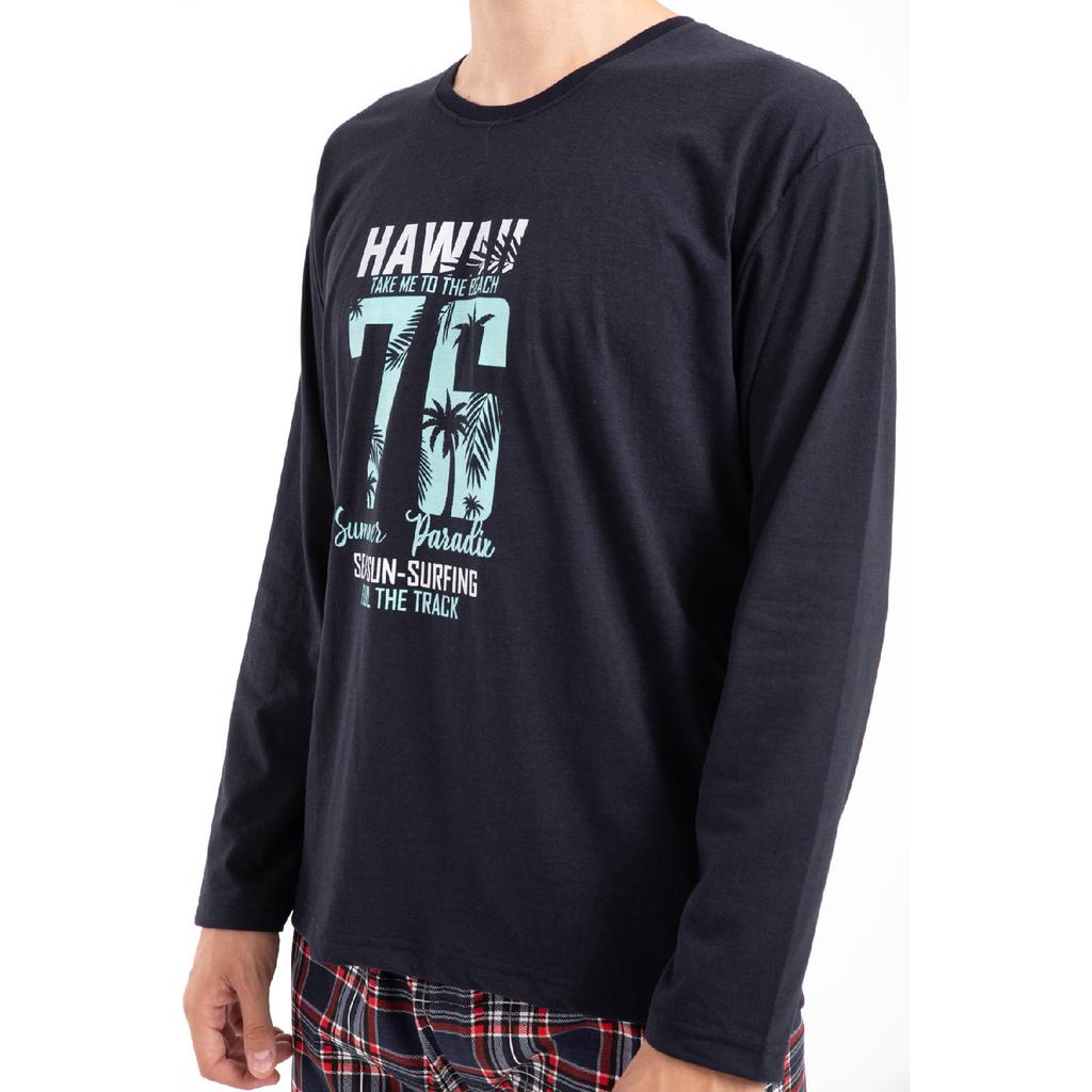 Мужской пижамный комплект с принтом и длинными рукавами 2170