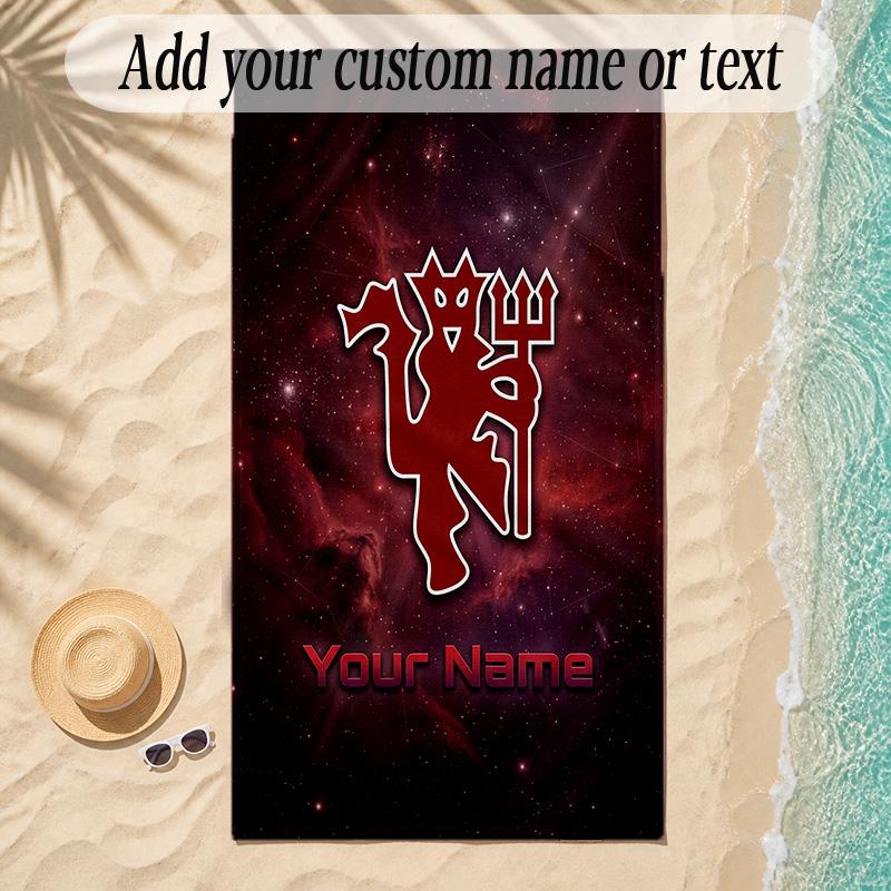 Beach TowelManchester United Custom Name Text Personalized Soft Towel for Beach Pool Indoor Home Decor Gift