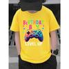 European sizes Boys' T-shirt Birthday Boy Game Controller Level Up, Ideal for Outdoor Activities, Soft Knitted Top, Comfortable And Breathable