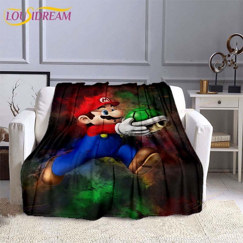 Модная плед-одеяло Mario Bros Аниме Фланелевый плед для кровати Мягкое 3D-печатное мультяшное покрывало Диван Путешествия Кемпинг Детское одеяло