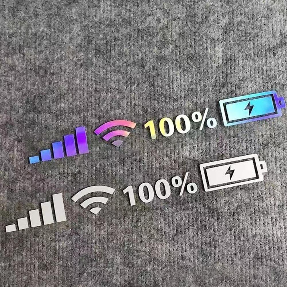 1*Автомобильные виниловые светоотражающие наклейки, автомобильные наклейки, белые многоцветные 100% Wi-Fi, уровень заряда батареи, наклейки, декор для авто, домашний декор
