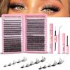 640pcs Individual Lashes Book DIY False Eyelashes Set Eyelash Extension Kit Lashes Bond and Seal Tweezer Eyelash Curler Makeup Tool