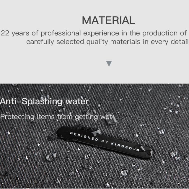 Men Backpacks Kingsons 180° Open Anti-theft Customs Lock with USB Charging Port Male Backpack 15.6 Inch Laptop Backpack Gray KS3204W