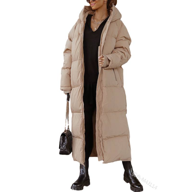 Women Winter Full Length Jacket Down Cotton Puffer Coat Fur Hooded Long Parka