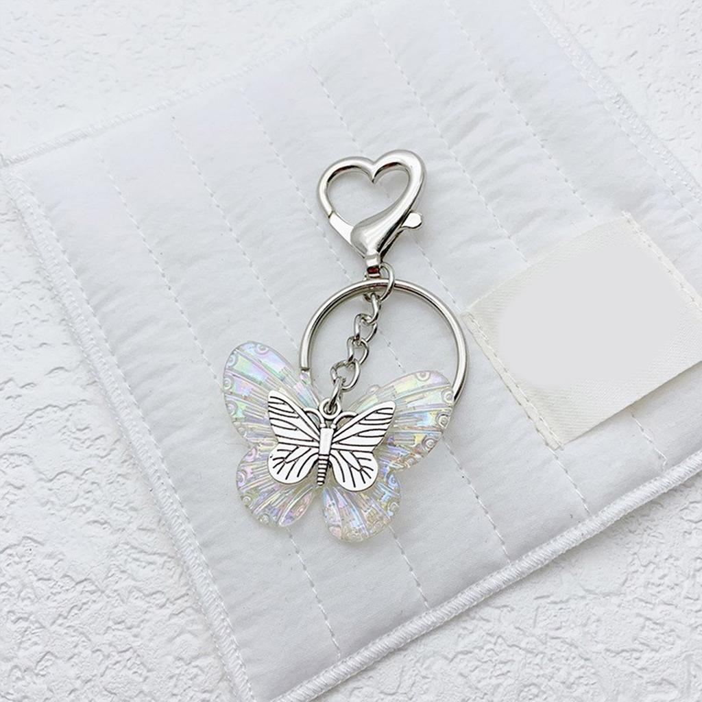 Elegant Butterfly Shaped Keychain Colorful Key Charm Transparent Butterfly Keyring Handbag Decoration for Women Girl