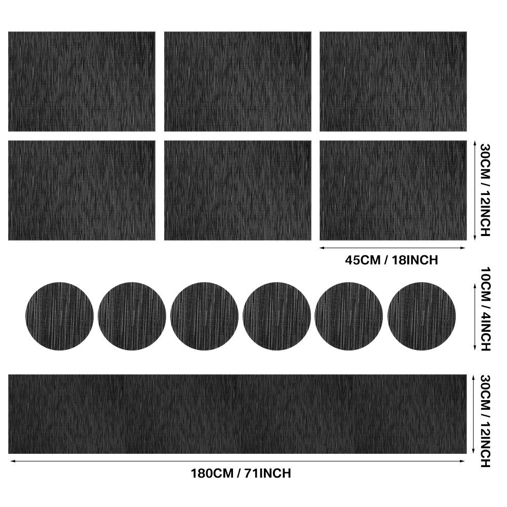 Набор из 6 подставок под приборы с подставками, черные подставки под стол, переплетенные виниловые, нескользящие, моющиеся, для обеденного стола, кухни, ресторана
